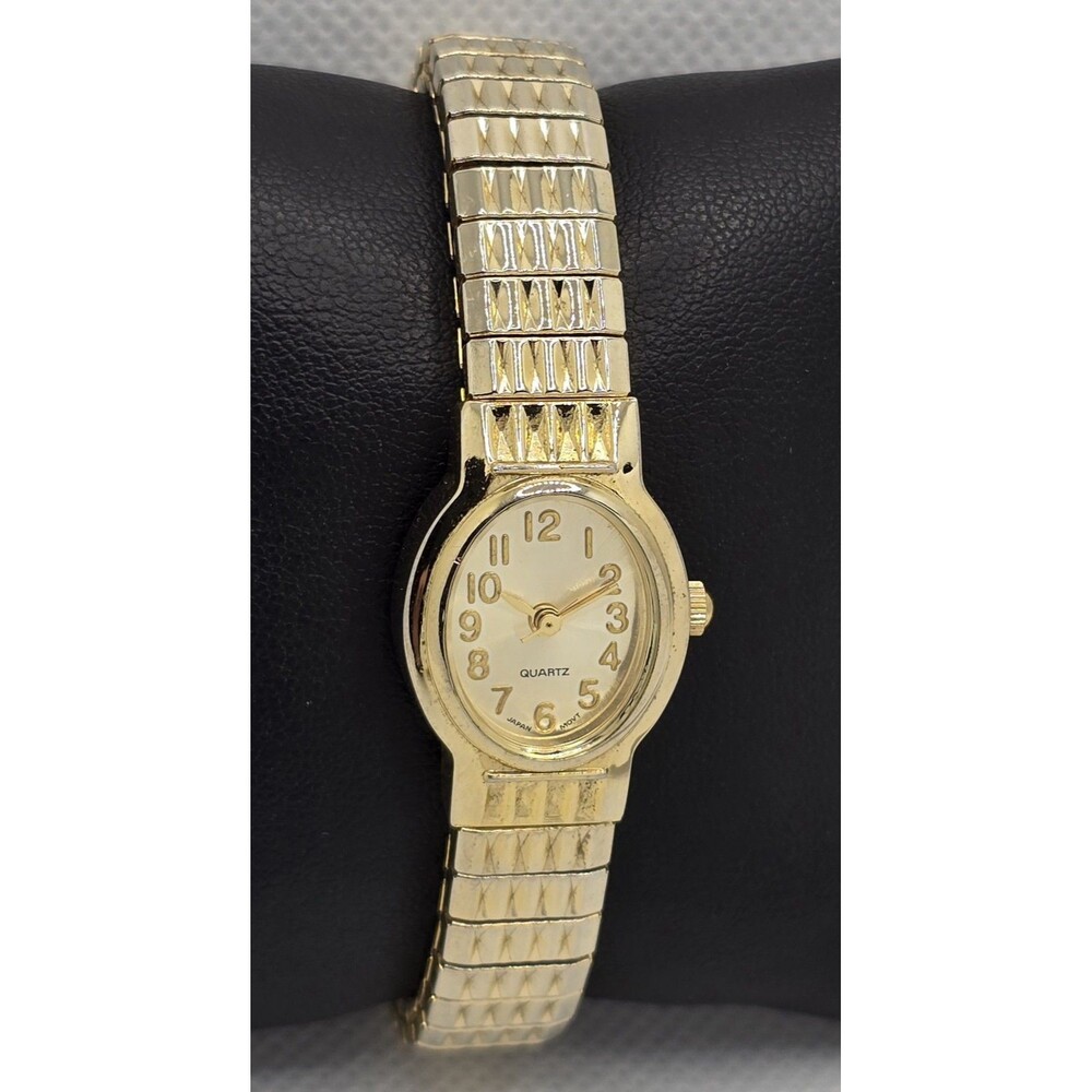 Women's Advance Quartz Oval Gold Tone Dial Case Expansion Band Watch 04 - Picture 3 of 8